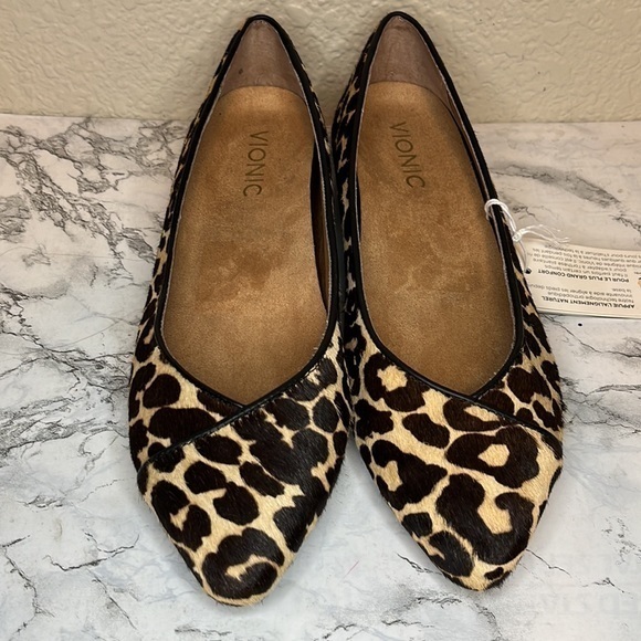 NWT Vionic Gem Caballo Ballet‎ Leopard Print Calf Hair Flats Size 6 - Picture 2 of 7